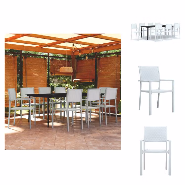 vidaXL set da pranzo da giardino 9 pezzi bianco - Set di mobili da giardino