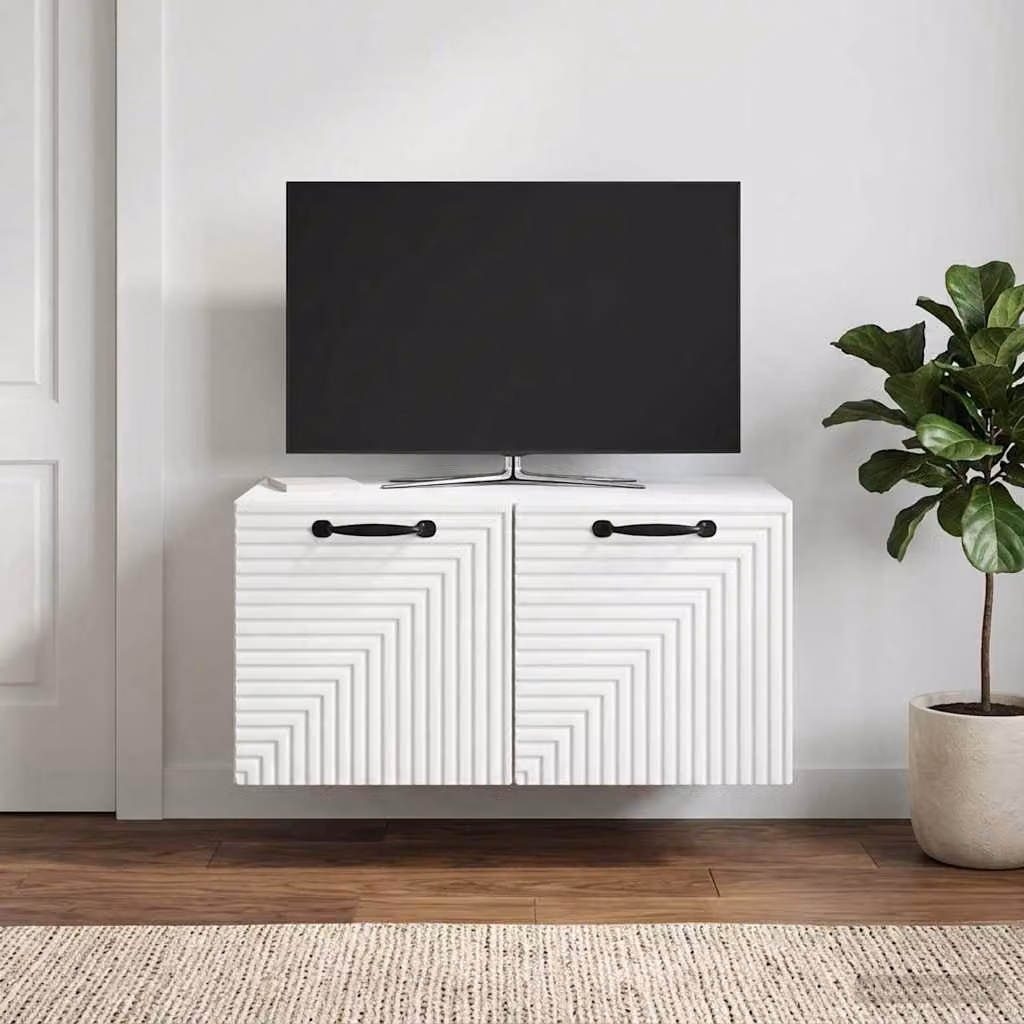 Mobile Porta TV da Muro vidaXL Bianco Moderno in MDF L: 59,5 cm, P: 41 cm, H: 30 cm