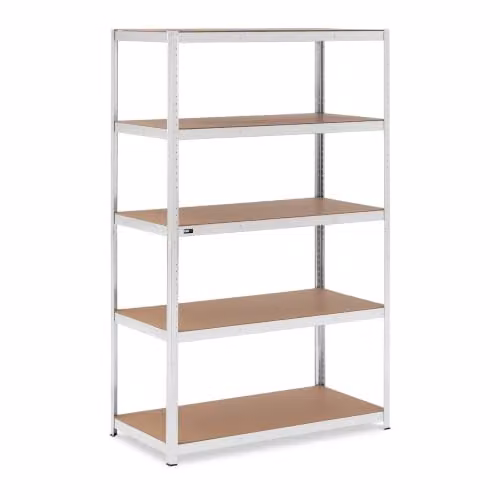 Helloshop26 Scaffale carico pesante 120 x 60 x 197 cm supporta 5 x 150 kg grigio robusto garage officina attrezzi 14_0005175