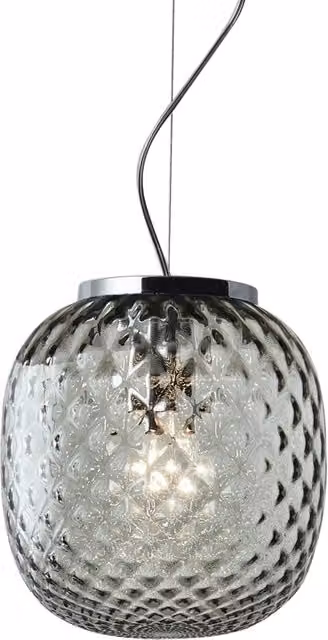 Lampada a sospensione OBAN Rossini Illuminazione in metallo cromato e vetro soffiato blu petrolio con attacco E27 IP20 – 1