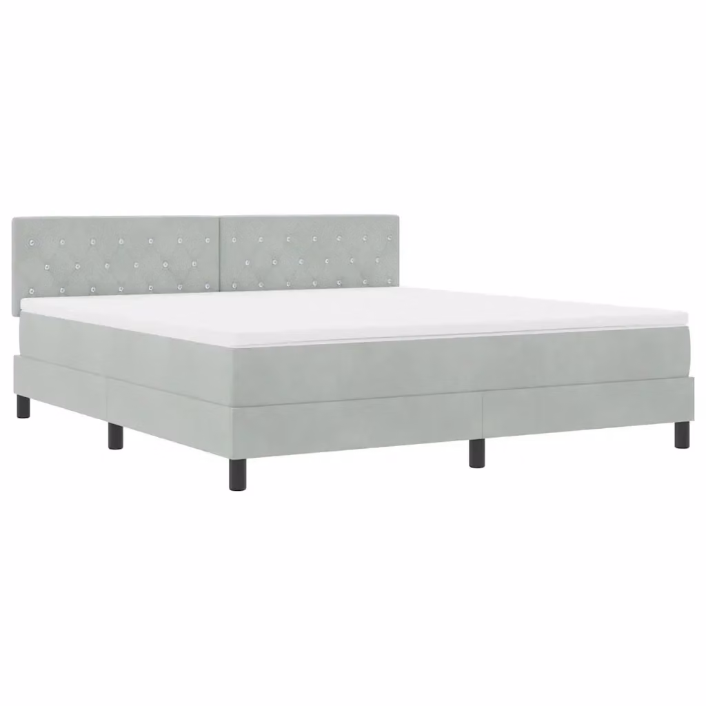Letto a molla con illuminazione LED vidaXL in velluto grigio chiaro L/P: 180 x 200 cm – 2