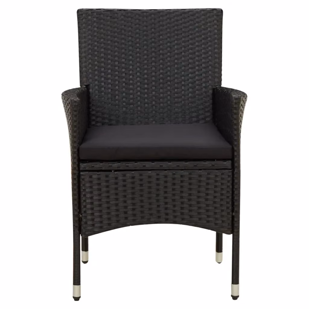 Set di 2 sedie da giardino moderne vidaXL in polyrattan nero con cuscini in tessuto resistente ai raggi UV – 2