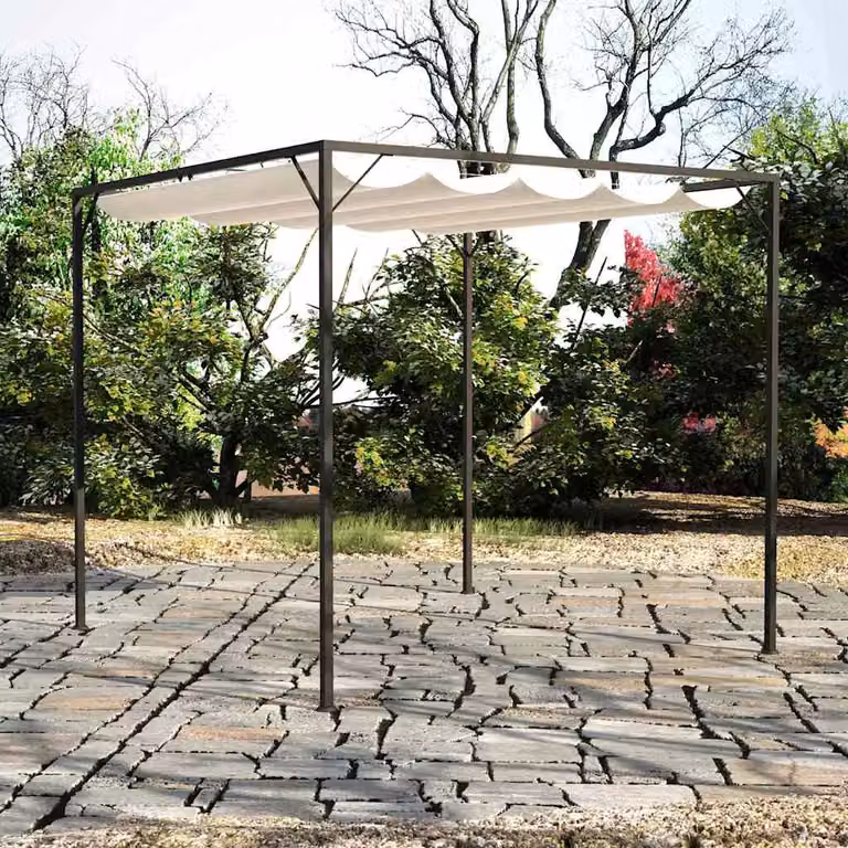 vidaXL Gazebo da Giardino con Tettuccio Retrattile in Metallo e Poliestere, Beige, L: 300 cm, P: 300 cm, H: 230 cm