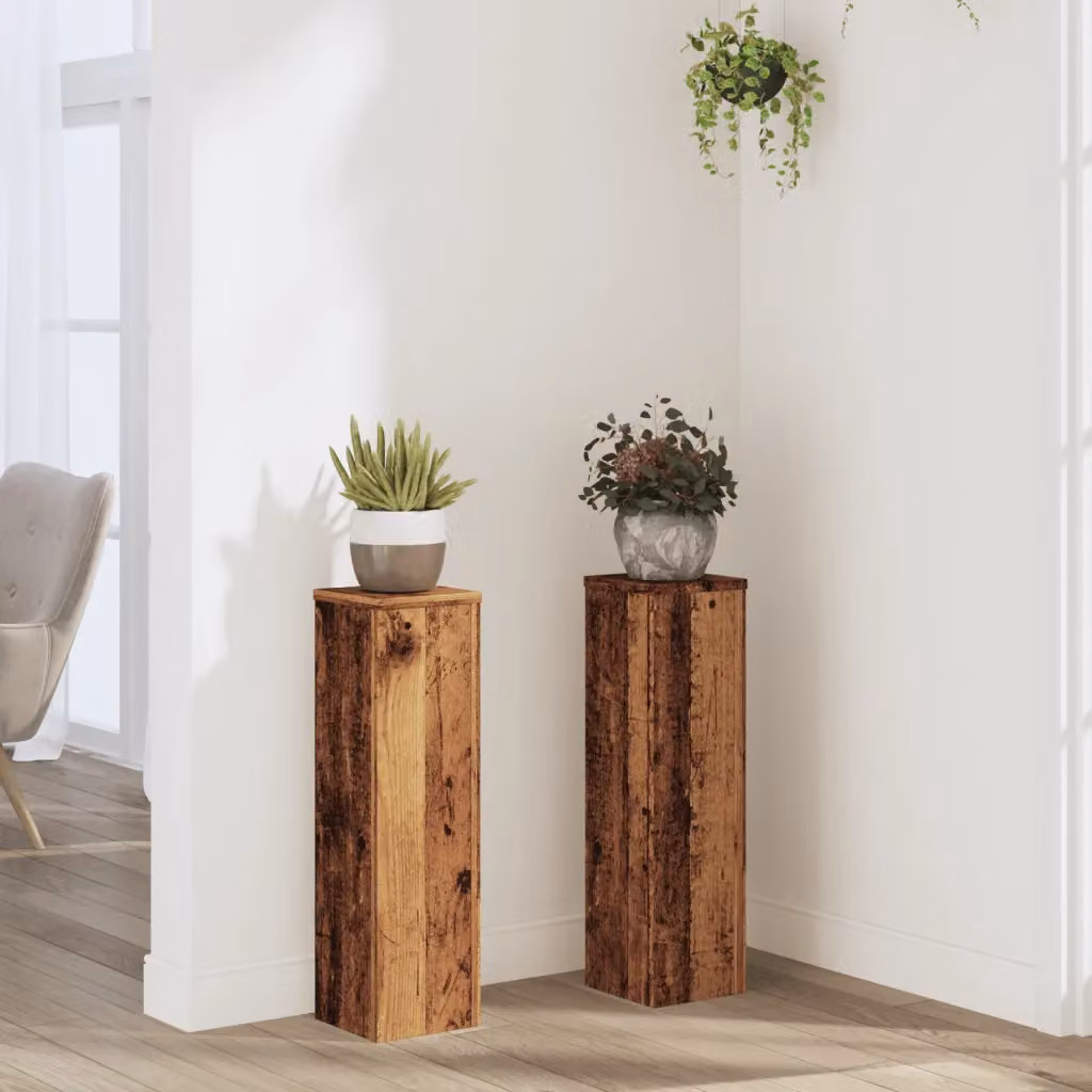 Set di 2 supporti per piante vidaXL in legno marrone, H x L x P: 60 x 17 x 17 cm