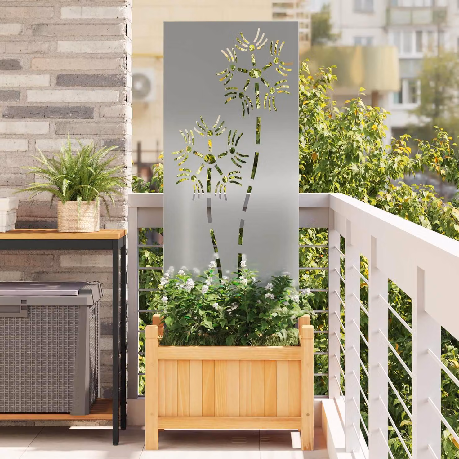 Schermo per privacy in giardino Traforo Argento 50 x 140 cm