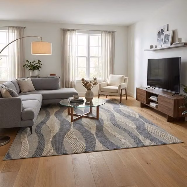 Tappeto Punti Lasane DMORA in Viscosa e Lana, Beige, L/P: 200 x 140 cm – 1