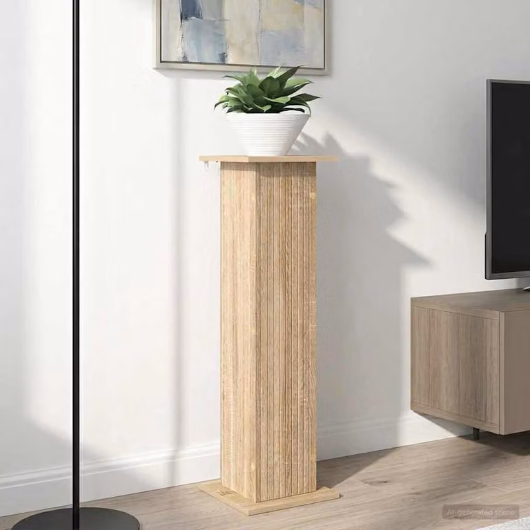 Set di 2 supporti per piante vidaXL in legno color rovere, L/P/H: 30,5 x 30 x 100,5 cm