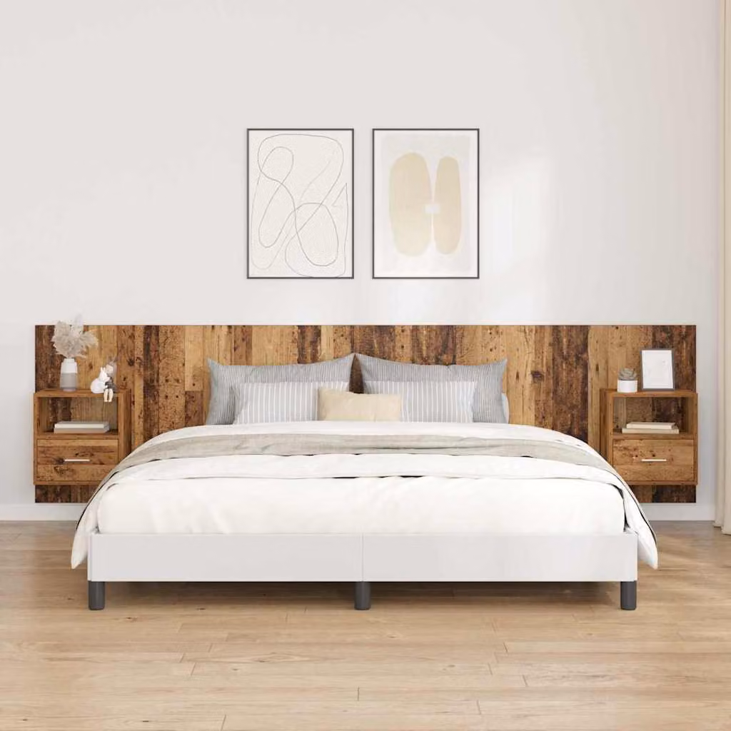 Set di testata con comodini integrati vidaXL in legno ingegnerizzato marrone stile moderno