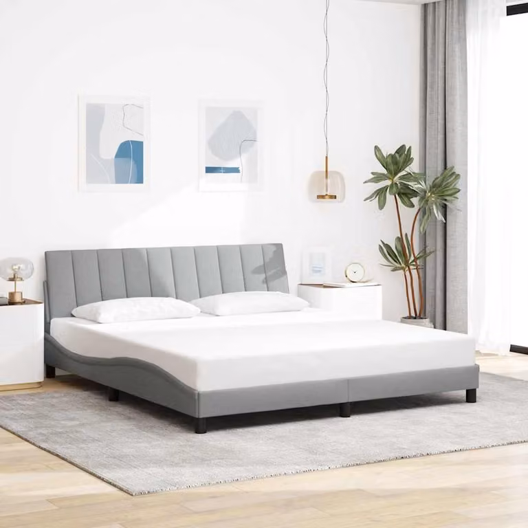vidaXL Giroletto Hanko Grigio con Illuminazione Sotto il Letto e Porta USB, L/P: 180 x 200 cm