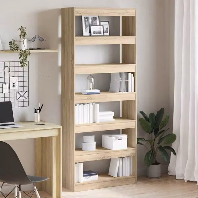 Armadio per Libri 6 livelli 80 x 30 x 198 cm Rovere Sonoma 3333918