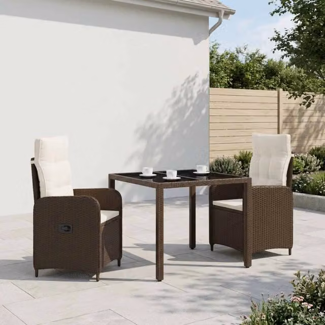 Set da pranzo per esterni 3 pz Marrone e Bianco Crema 3422310