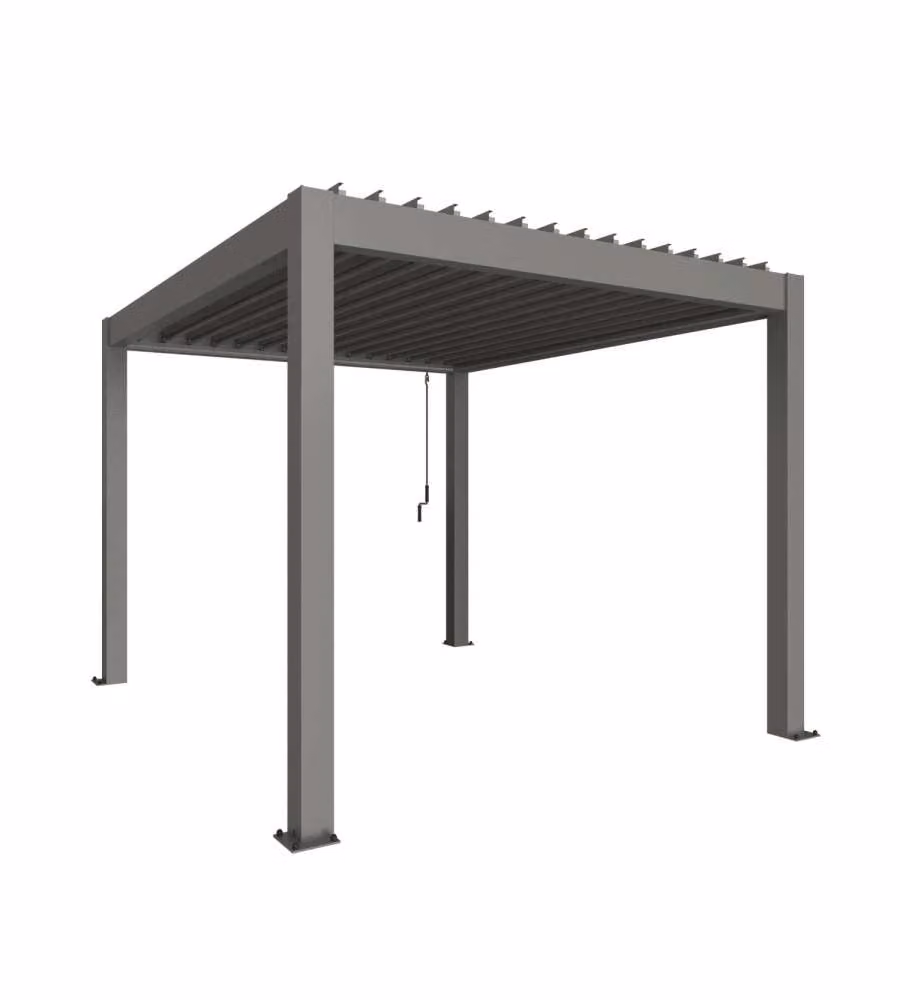 Biohort Pergola Grigio Quarzo 3,12 x 3,68 m in Metallo Resistente ai Raggi UV