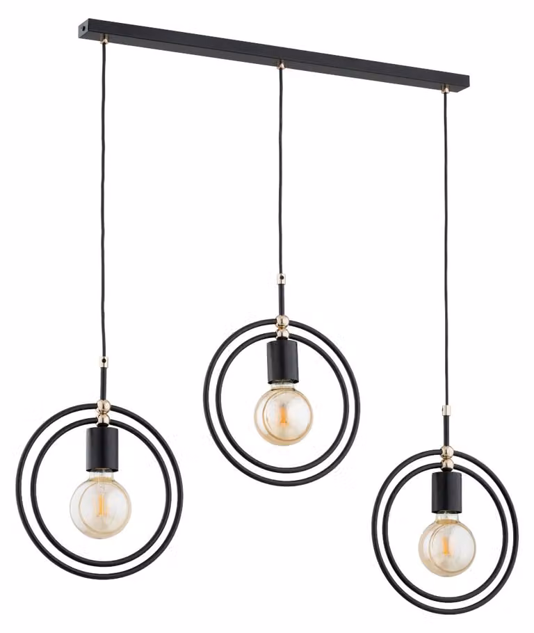 Lampada a sospensione ENDORA nero-oro 3xE27x15W in metallo, dimensioni: 90x27x80 cm, IP20, Alfa