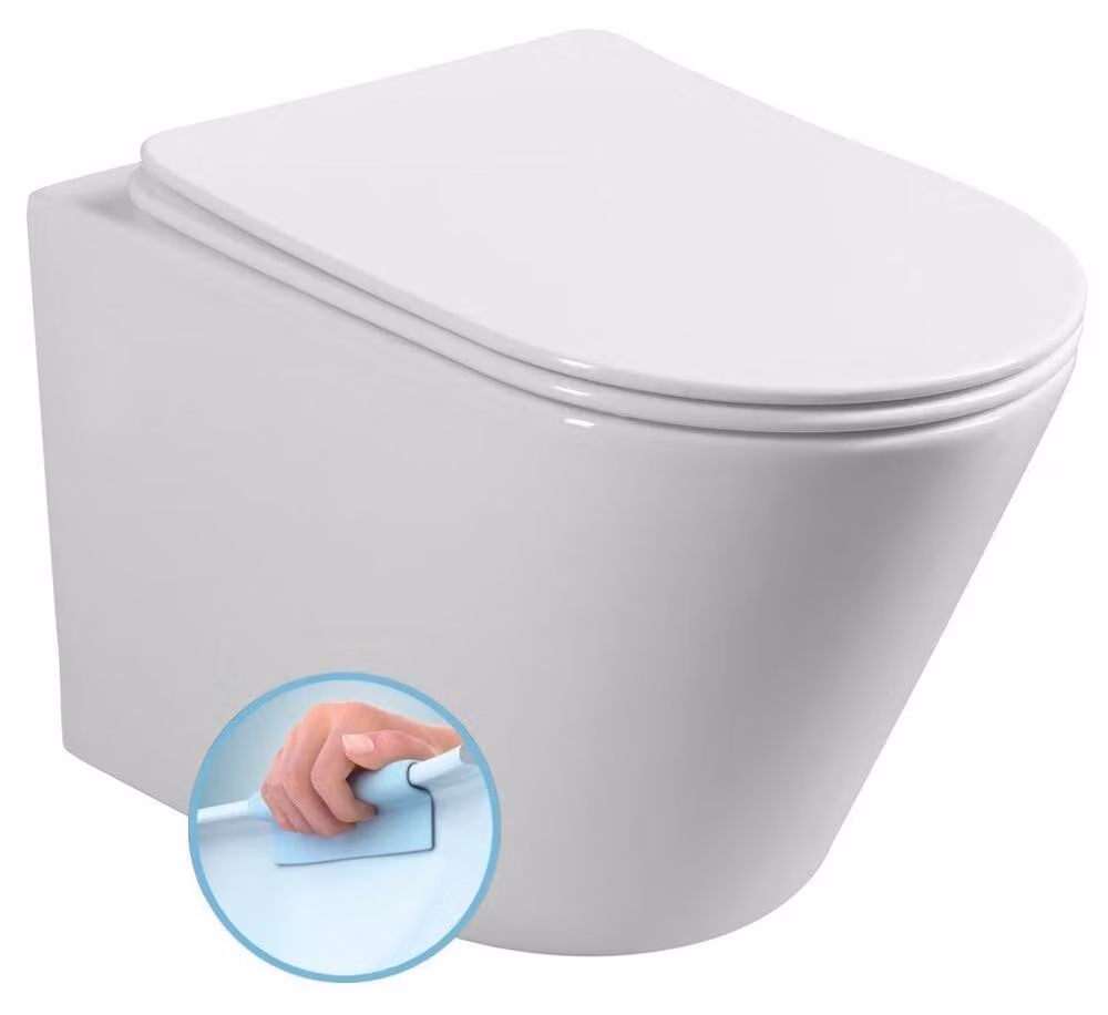 WC sospeso PACO, senza bordo, 36x53cm, bianco