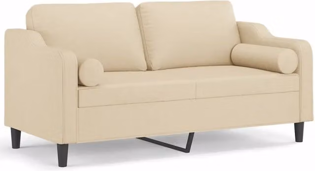 Divano | Divano da soggiorno | Sofa a 2 Posti con Cuscini Crema 140 cm in Tessuto