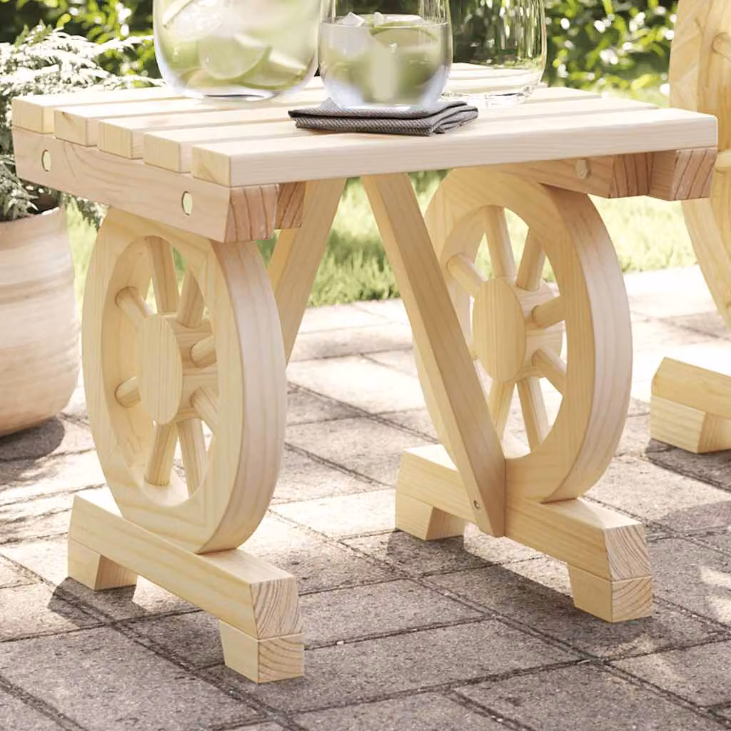 vidaXL Poggiapiedi da Giardino in Legno di Abete, Marrone e Beige, L/P/H: 40 x 36,5 x 38,5 cm