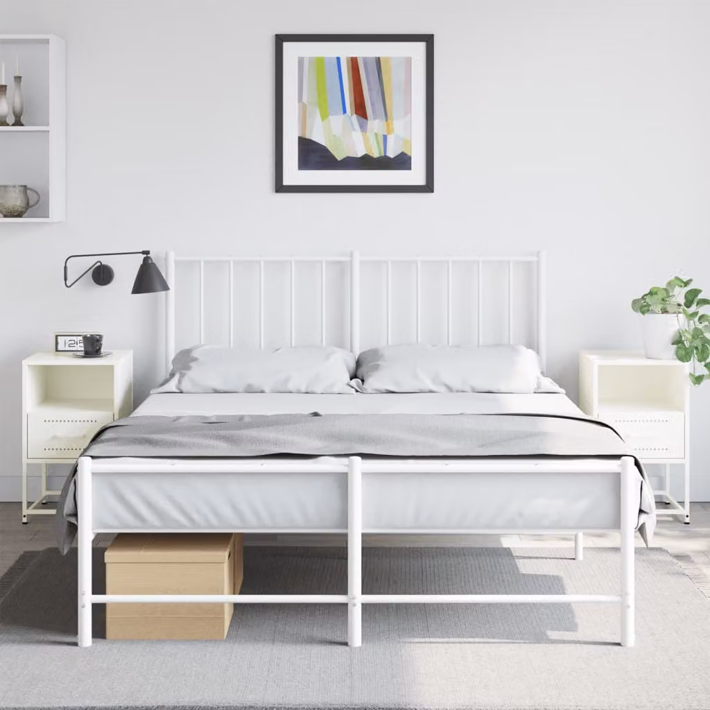 Set di 2 comodini vidaXL bianchi in metallo con design industriale da appendere al muro L/P/H: 36 x 39 x 60,5 cm