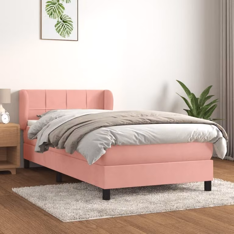 Maison Exclusive - Giroletto a Molle con Materasso Rosa 80x200 cm in Velluto