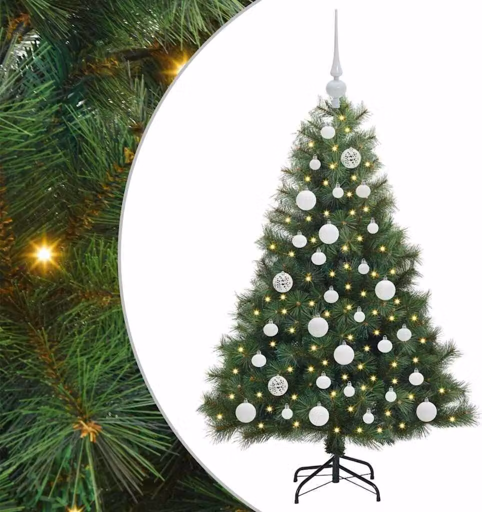 Albero di Natale artificiale con 150 LED Verde 120 cm PE e PVC