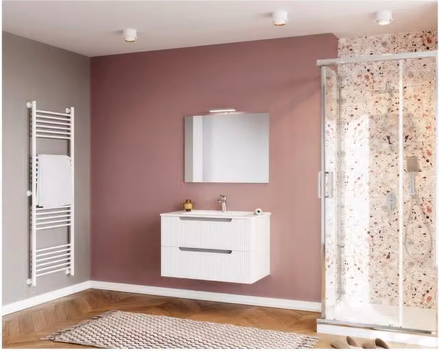 Mobile Bagno Sospeso Ibiza Bianco da 80 cm a 2 Cassettoni Certificato FSC MIX