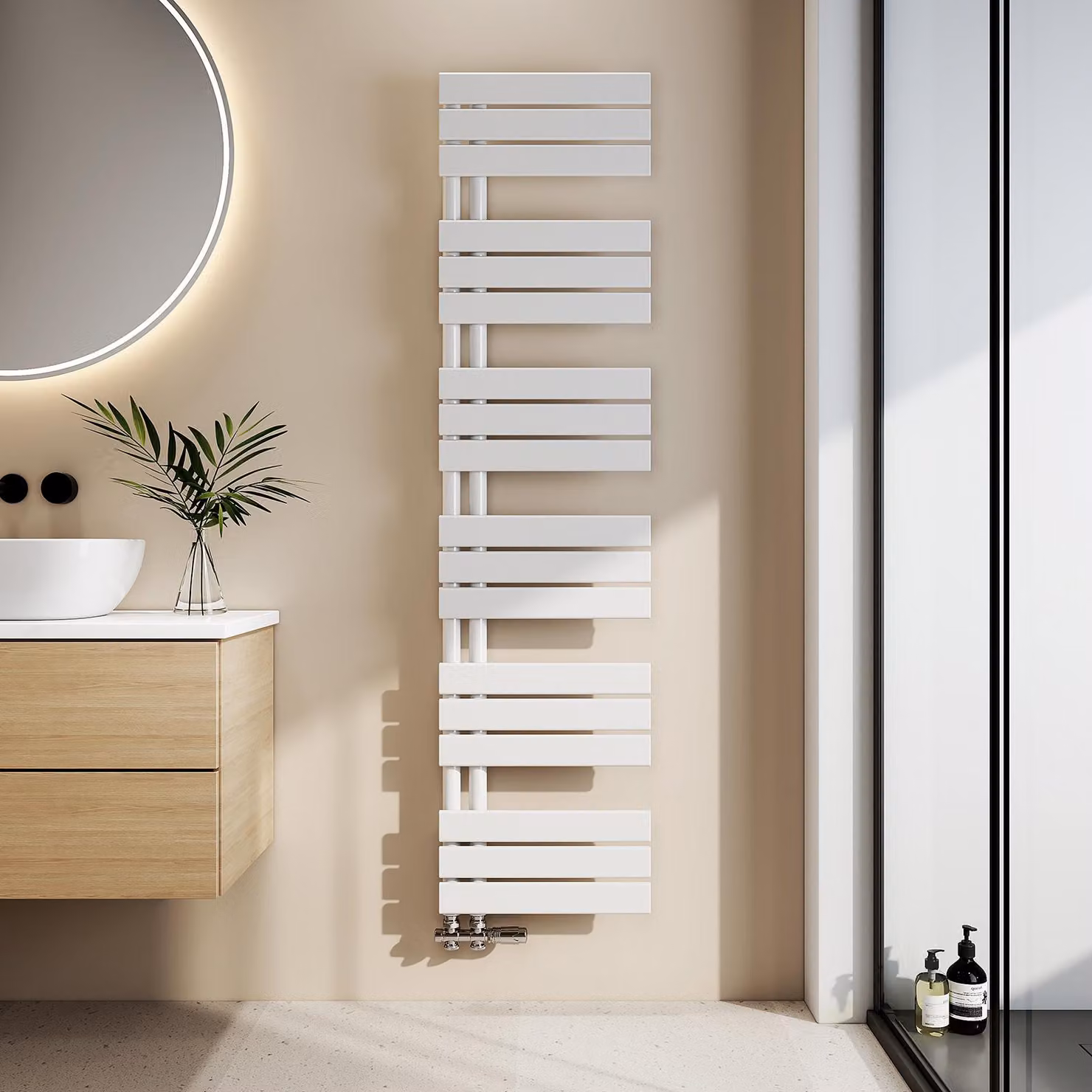 Scaldasalviette EMKE Radiatore per bagno Radiatore a pannello Attacco laterale Montaggio a parete Acqua calda 1599 x 400 mm Bianco senza elemento riscaldante