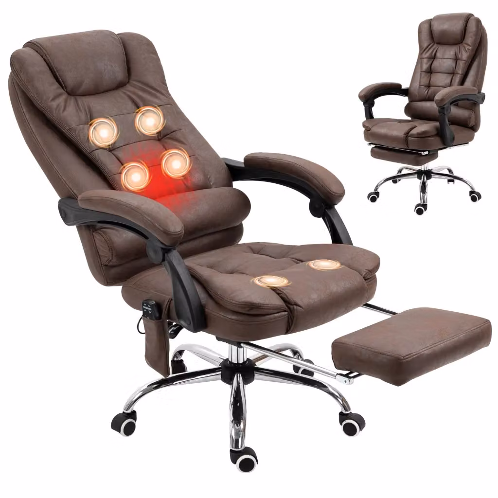 Poltrona da Ufficio Massaggiante XYLO con Telecomando in Tessuto Marrone L/P/H: 67 x 79 x 111-121 cm – 2