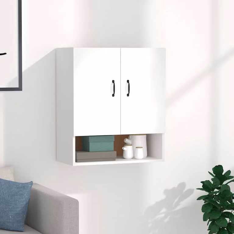 Armadietto a muro moderno vidaXL bianco in legno MDF con ripiani interni e ante a battente L 60 cm, P 31 cm, H 70 cm