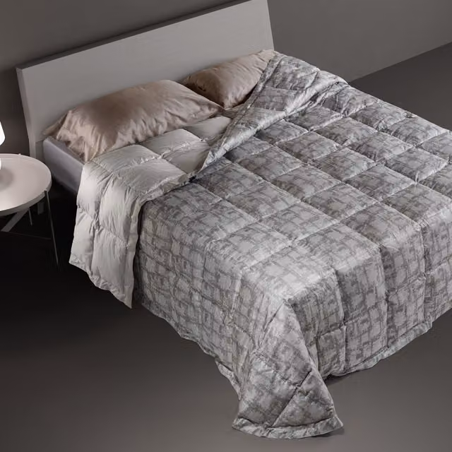 Trapunta in piuma DaunenStep modello Contemporanea 13048A fantasia Floreale colore grigio per adulti, traspirante e termoregolatrice per l'inverno