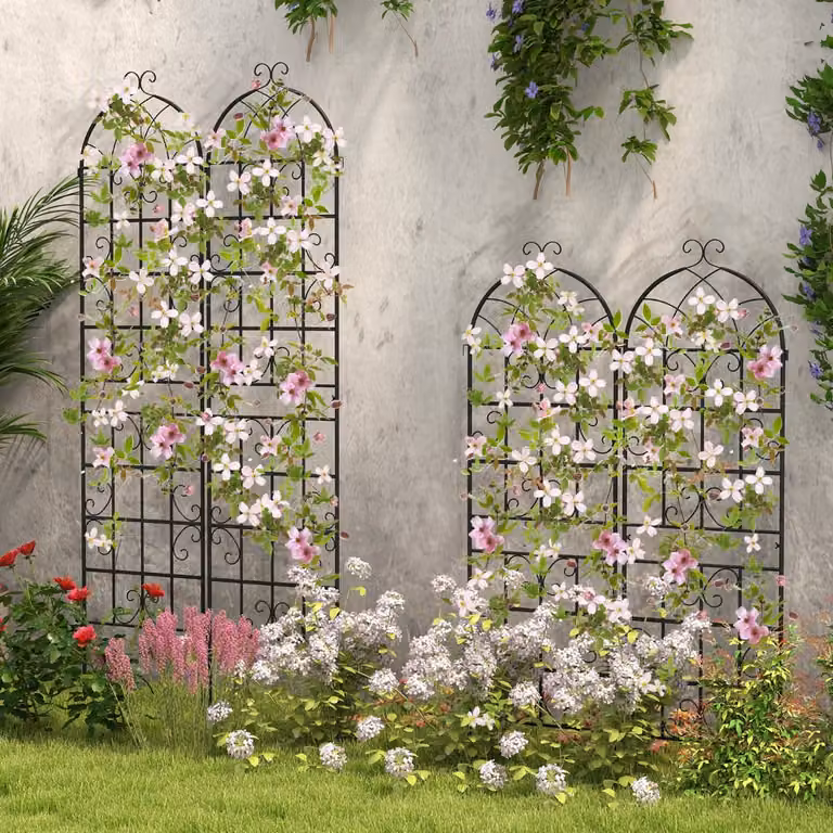 Set di 2 Pergole Decorative Costway in Metallo Nero per Piante Rampicanti e Giardino, H 180 cm x L 50 cm