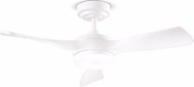 Ventilatore Metallo Bianco Lucido Led 18W 3 Pale Legno Massiccio Bianco Sirio