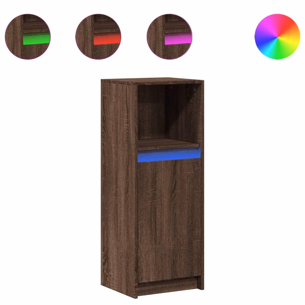 Credenza con LED Rovere Marrone 38x34x100 cm Legno Multistrato
