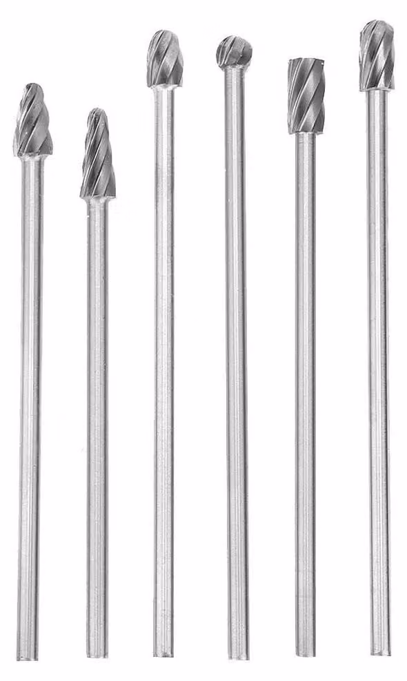 6 frese in metallo duro, gambo da 6 mm, extra lunghe, 150 mm