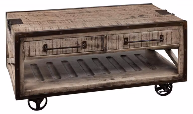 MASSIVMOEBEL24 | tavolino da salotto in legno di Mango 112x61x55 marrone laccato HEAVY INDUSTRY #262