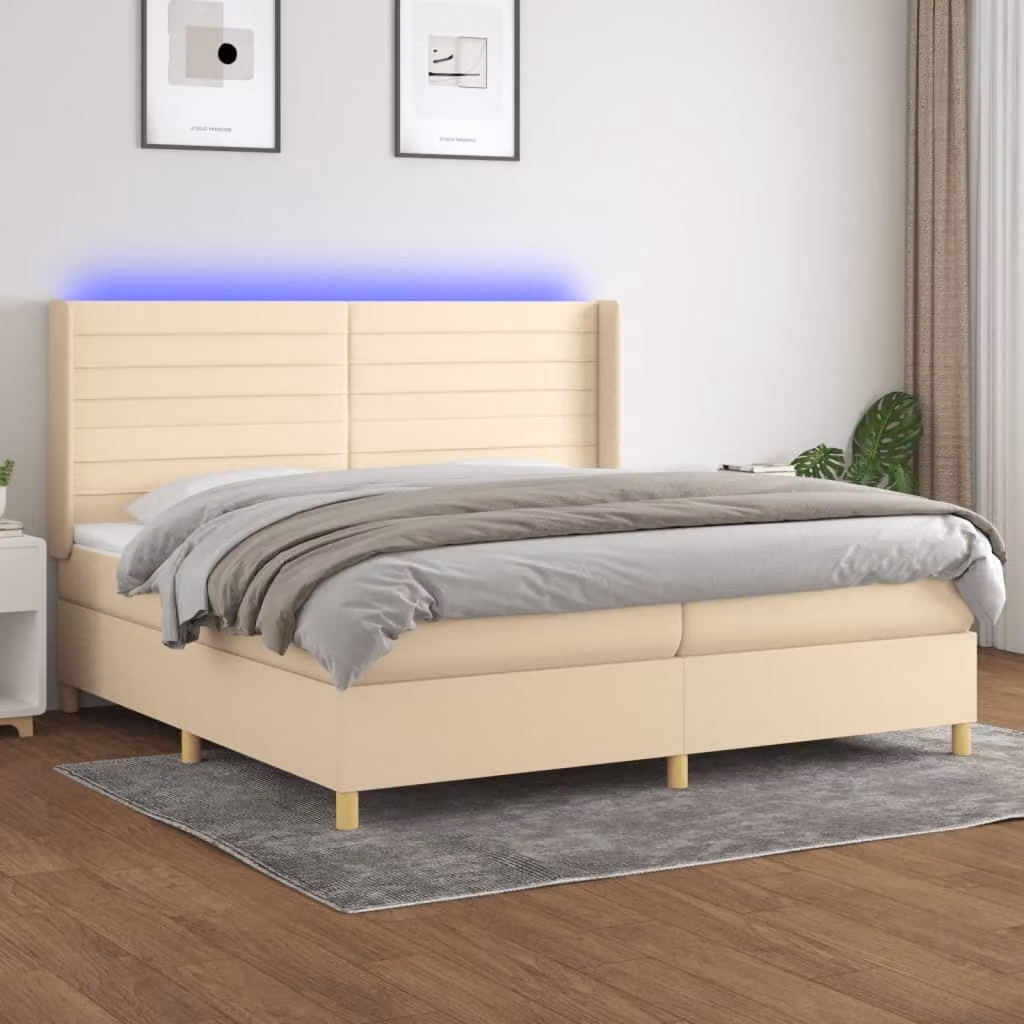 Maison Exclusive - Letto a Molle Materasso e LED bianco 200x200cm in Tessuto