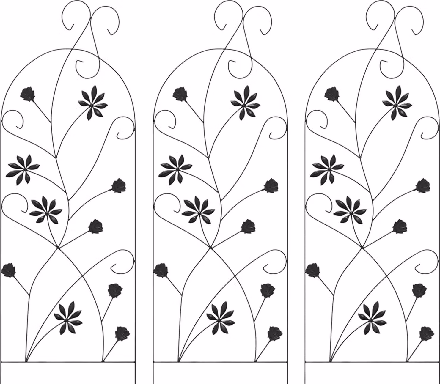 Recinzione per Giardino 3 pcs Nero 112 x 39,5 cm Acciaio