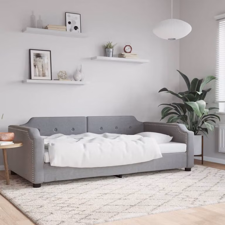 Letto da giorno moderno vidaXL in tessuto grigio con struttura in materiali misti L/P/H: 100 x 200 x 66,5 cm