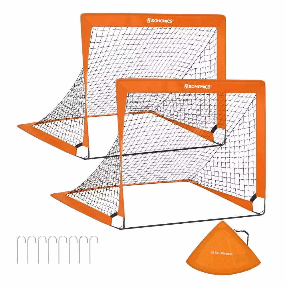 Set di Porte da Calcio Pieghevoli per Bambini Montaggio Veloce, Arancione