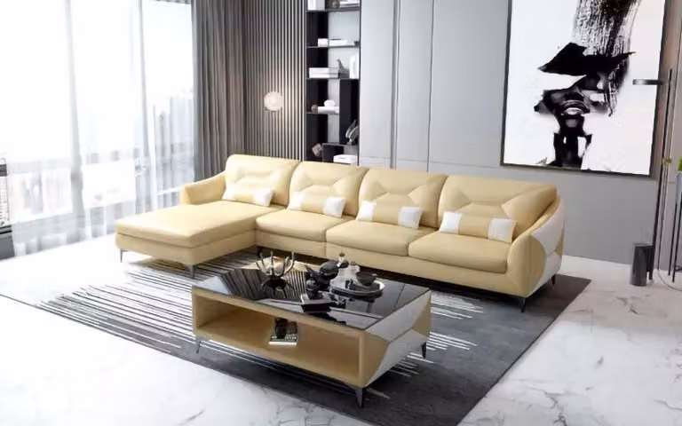 Ecksofa Polster Ecksofa L-Form Couchtisch Modernes Sofa Wohnlandschaft 2tlg.