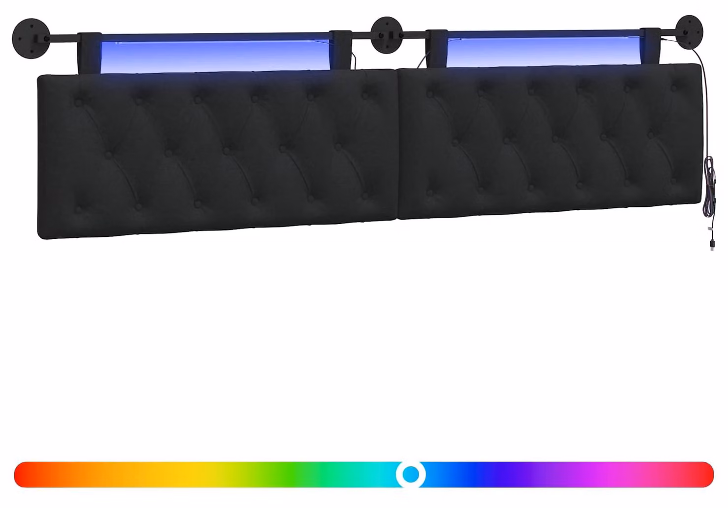 Testiera sospesa Con luce LED Nero Tessuto