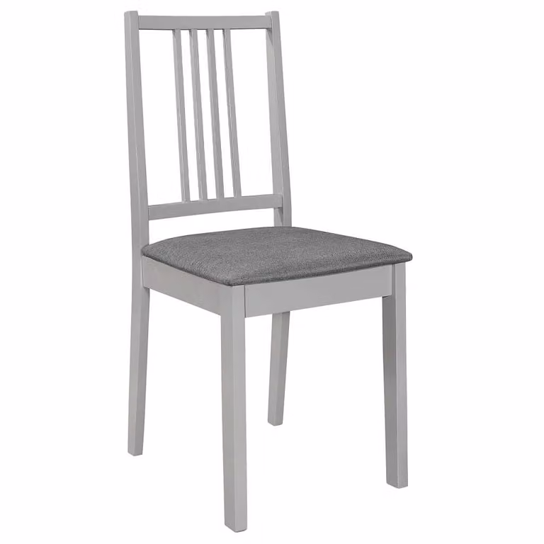 Sedie da Pranzo con Cuscini 4 pz Grigie in Legno Massello