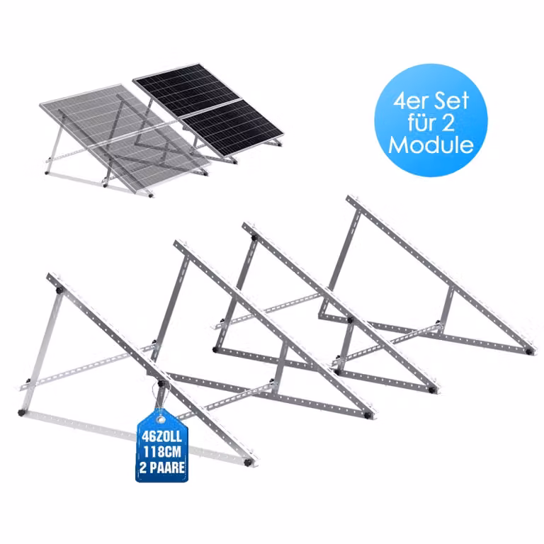 4X Staffe di inclinazione per pannelli solari Staffa fotovoltaica rinforzata da 118 cm Montaggio su tetto piano