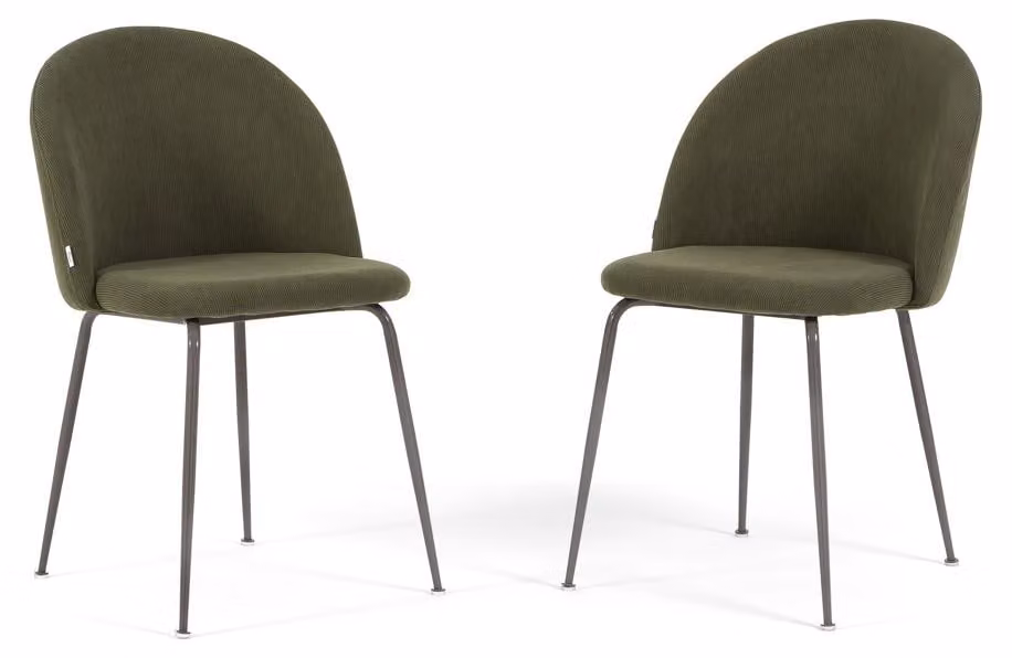 Set di 2 sedie da pranzo imbottite in velluto a coste, gambe in metallo, design elegante per cucina, sala da pranzo, bar e ristoranti - SARA - Rosa chiaro/taupe