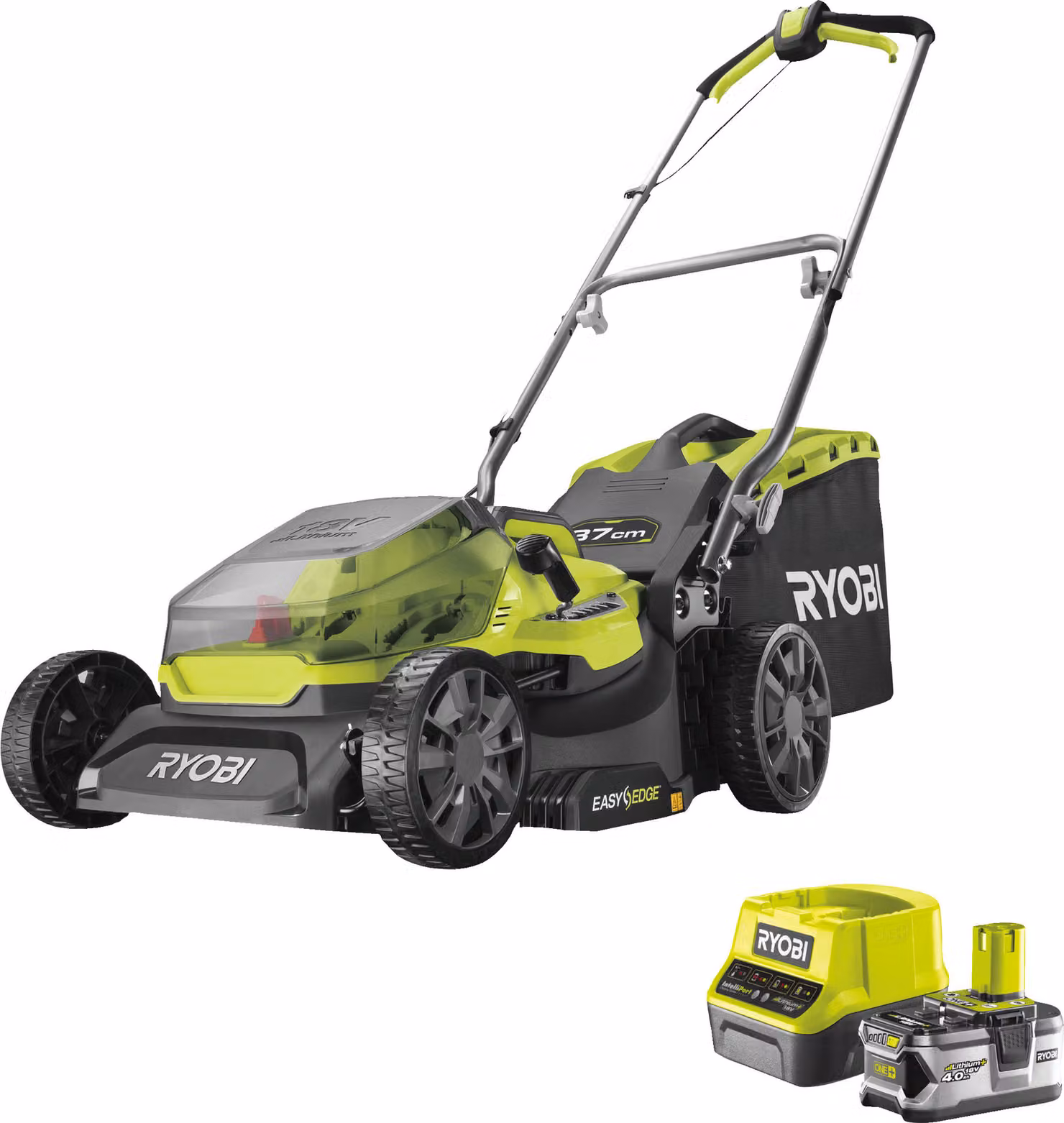 Ryobi RY18LM37A-140 Batteria per tagliaerba 18 V ONE+ 37 cm 20-70 mm 45 Lt Kit 4,0 Ah