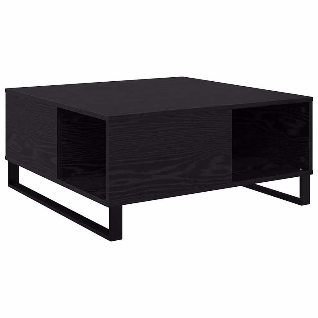 Tavolino da salotto moderno vidaXL in rovere nero e metallo, L/P/H: 80 x 80 x 36,5 cm – 2