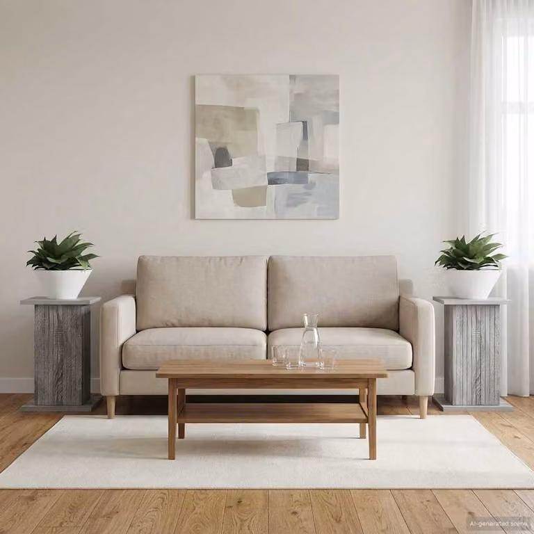 Set di 2 supporti per piante vidaXL in legno MDF, colore Grigio Sonoma, L 30,5 cm x P 30 cm x H 43 cm