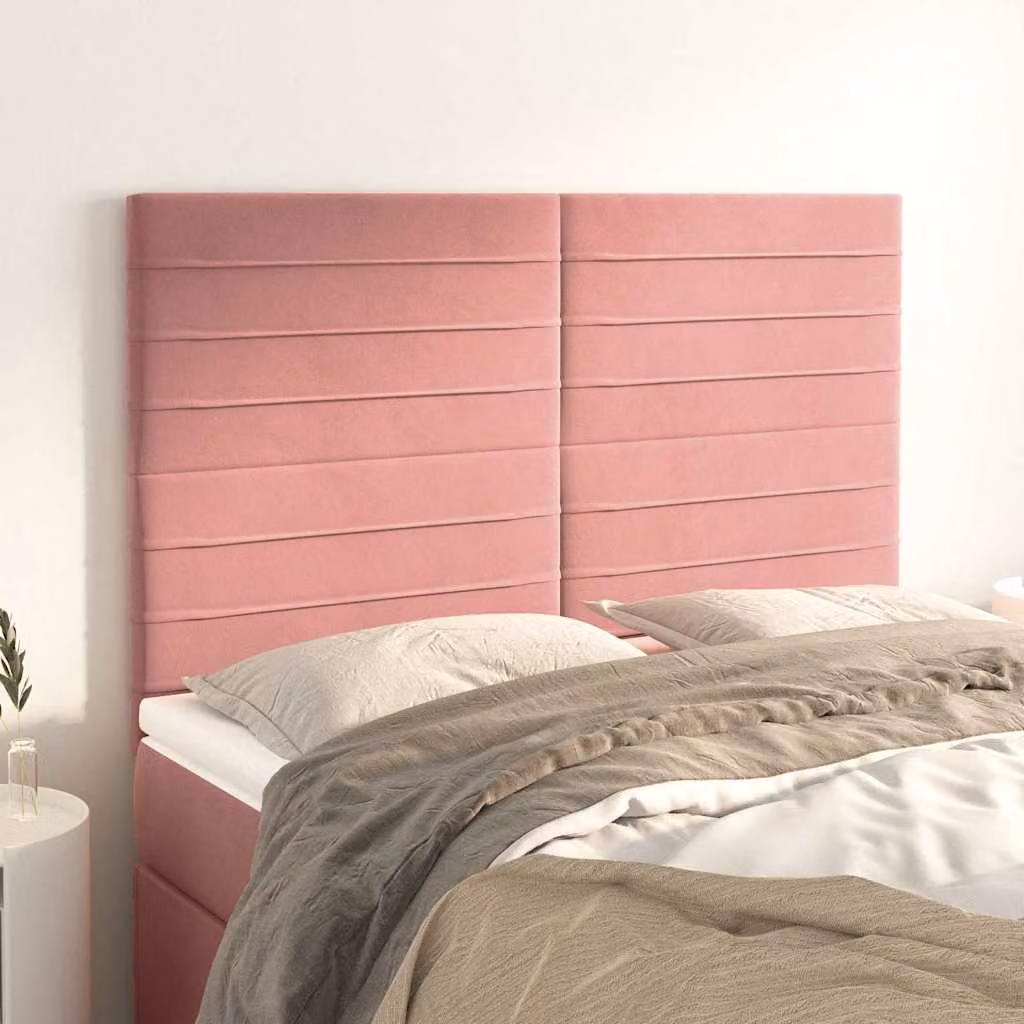Testiera per letto vidaXL in velluto rosa con struttura imbottita L: 144 cm, P: 5 cm, H: 118/128 cm