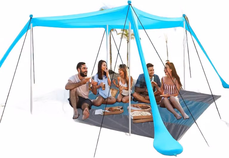 Ombrellone da spiaggia Riggoo 3x3 m con protezione UV, per picnic