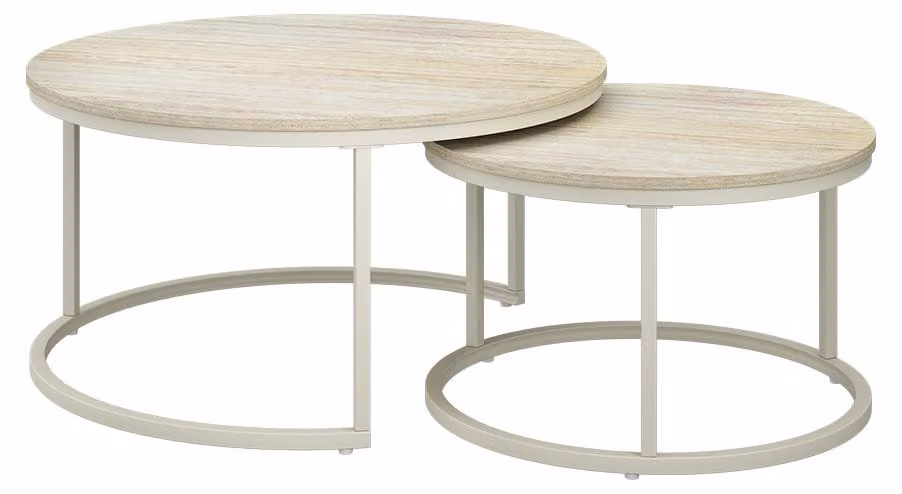 Set di tavolini Vicco Montreal Travertino/Cachemire 77 x 77 cm, Model 61508