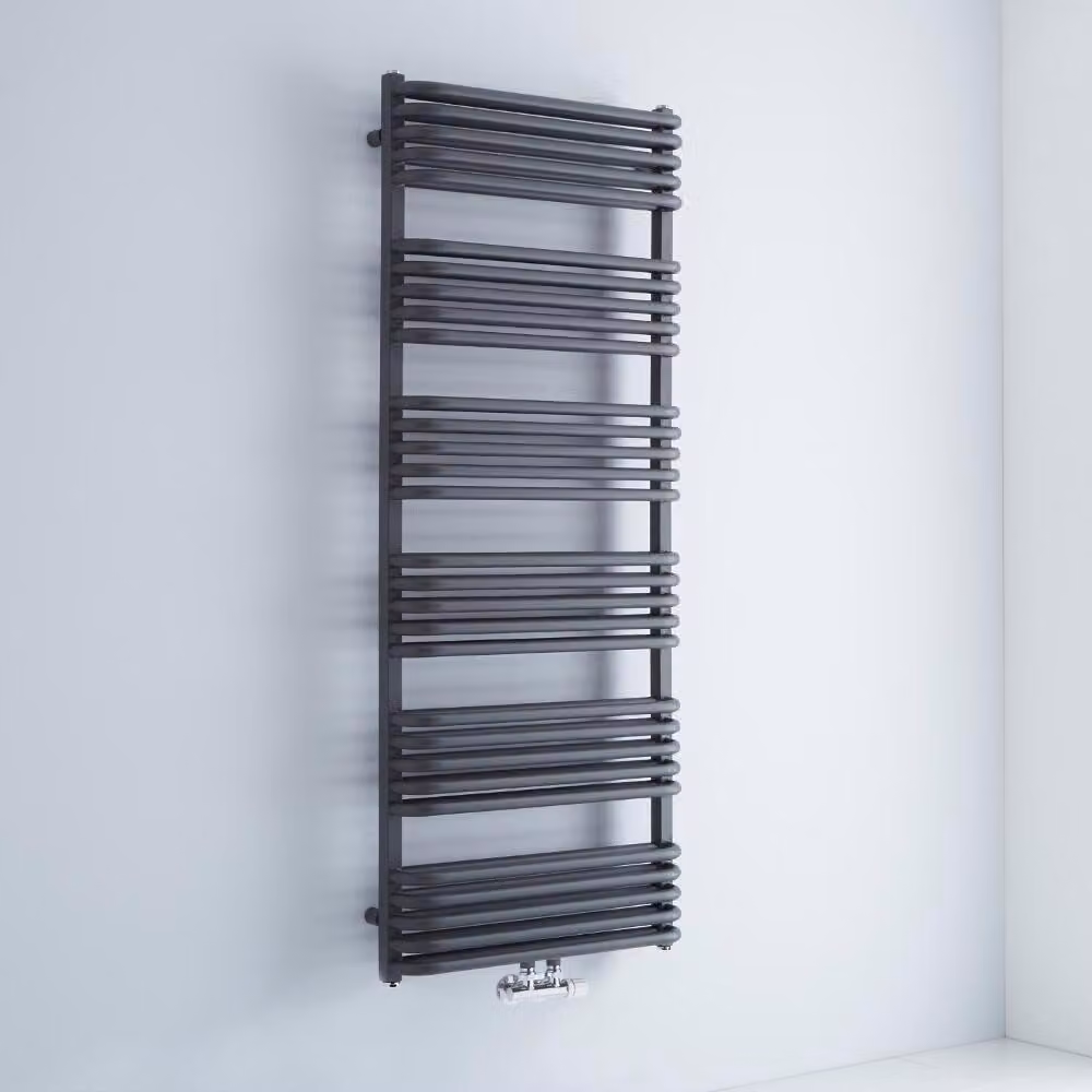 Scaldasalviette Termoarredo Bagno Curvo con Attacco Centrale - Antracite - 1400W - 1533 x 600mm - Arch