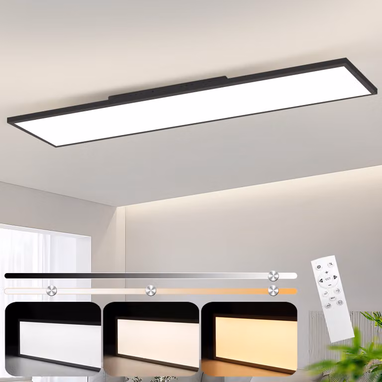 ZMH Pannello LED da soffitto 40W, dimmerabile, 120x30 cm, lampada da soffitto a profilo piatto per ufficio con telecomando, lampada da ufficio per cucina, camera da letto e corridoio